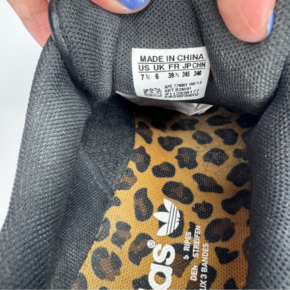 Adidas Stan Smith Black Leather and Leopard Sneakers Women’s Sz 7.5 Trainers‎ - Picture 8 of 10